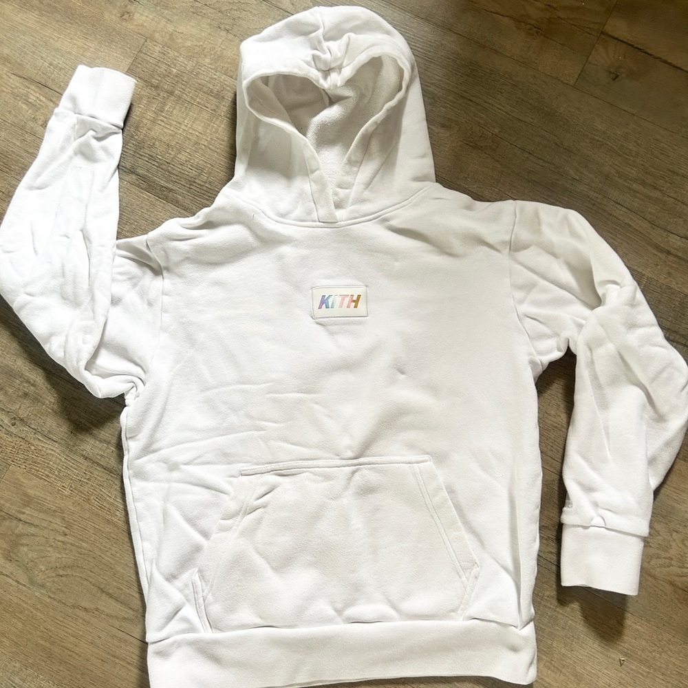 Kith x Adidas Cream Hoodie with Logo size Small.